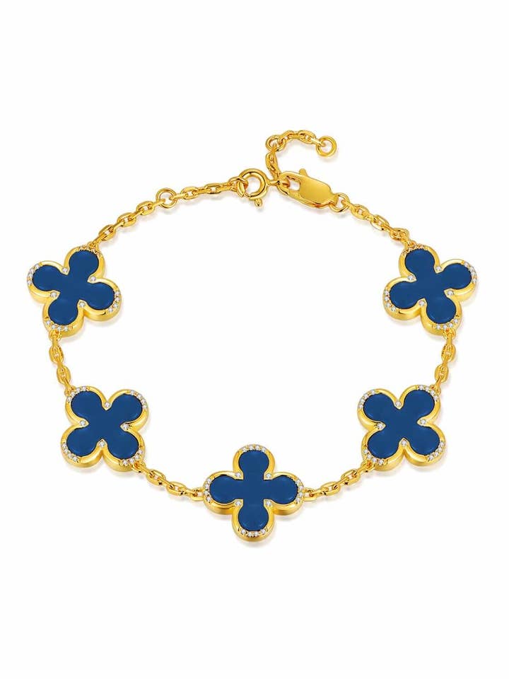 24K Gold Blue Chalcedony Oasis of Serenity Bracelet for wholesale by Saurin Jiya