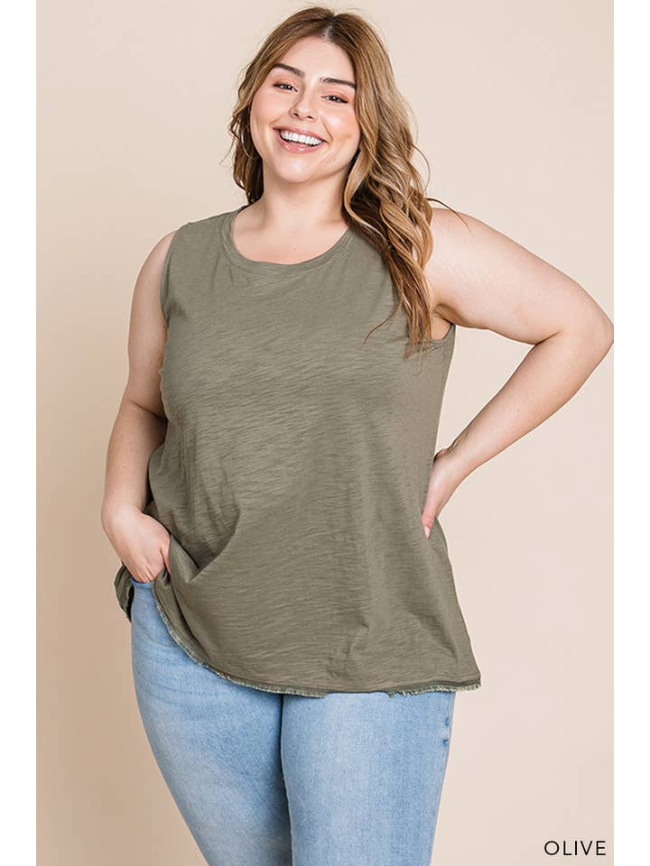 Cotton Bleu - Wholesale Tank Top - Women's - 63641_CURVY - Women's Washed Cotton Slub Tank Top8