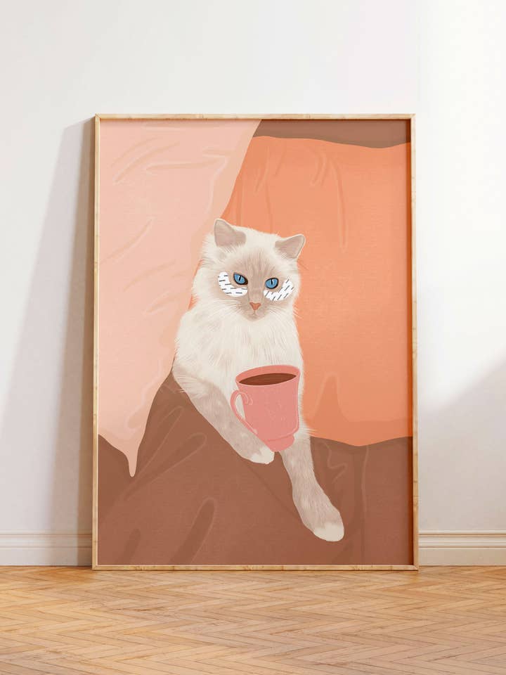 Cat with Eyepatches Art Print for wholesale by Illustrations Its Funny Howww Inc