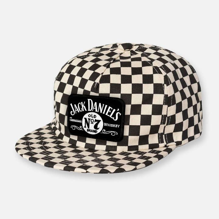 Webig Moto Company - Wholesale Flat Brim Cap - Unisex - CHECKERBOARD PIT CREW PATCH HAT COLLECTION