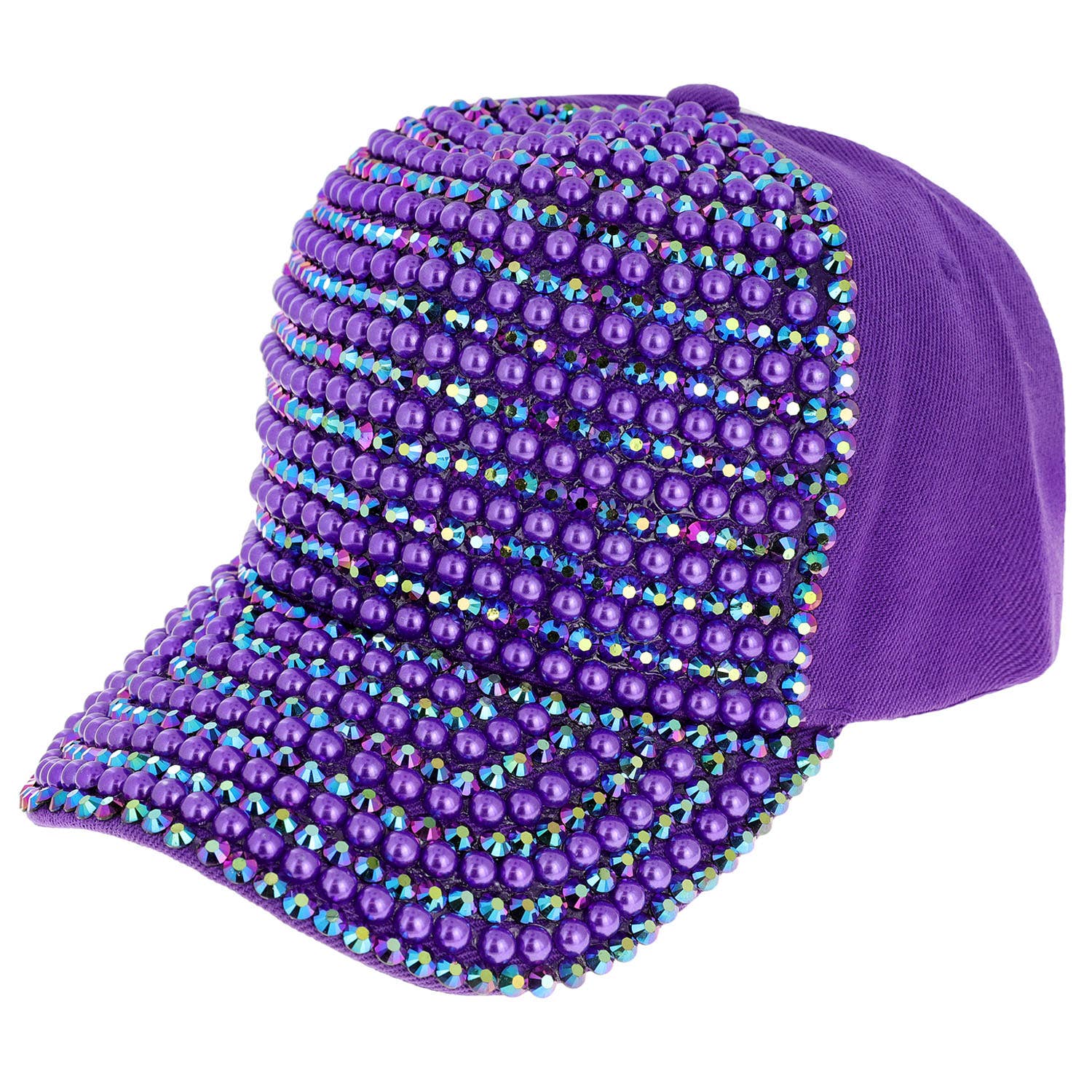 SP Sophia Collection - Wholesale Baseball Cap - Women's - Iridescent Rhinestone & Pearl Bling Baseball Cap4