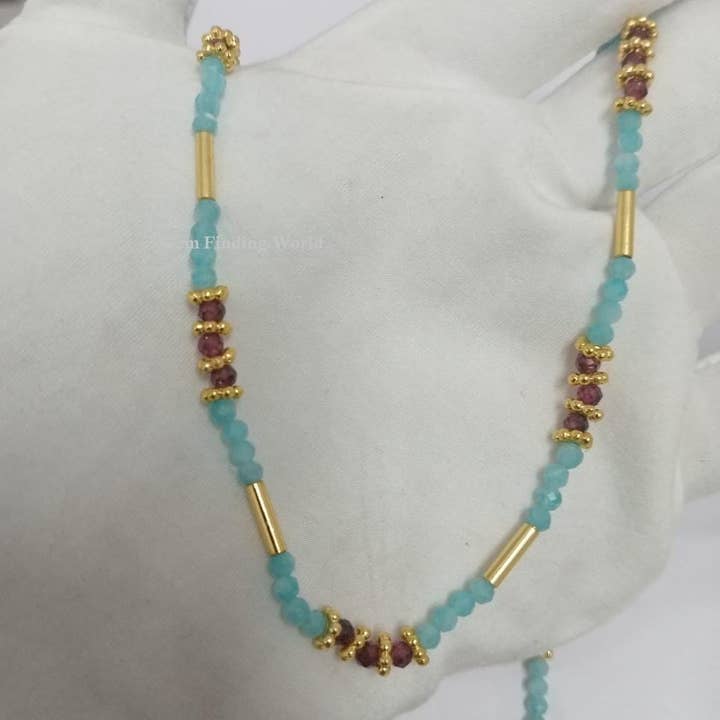 Zilveren Ketting met Amethist en Apatiet Kralen voor wholesale door Rishi Jewelry