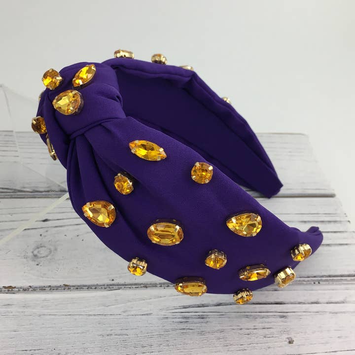 Purple gold stone fashion knot headband for wholesale by SongLily