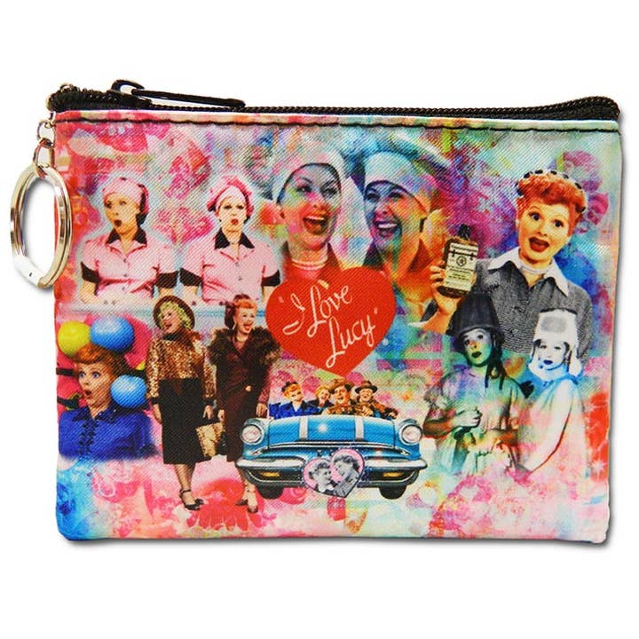 Lucy Coin Purse Keychain - Colorful Collage for wholesale by MID-SOUTH PRODUCTS