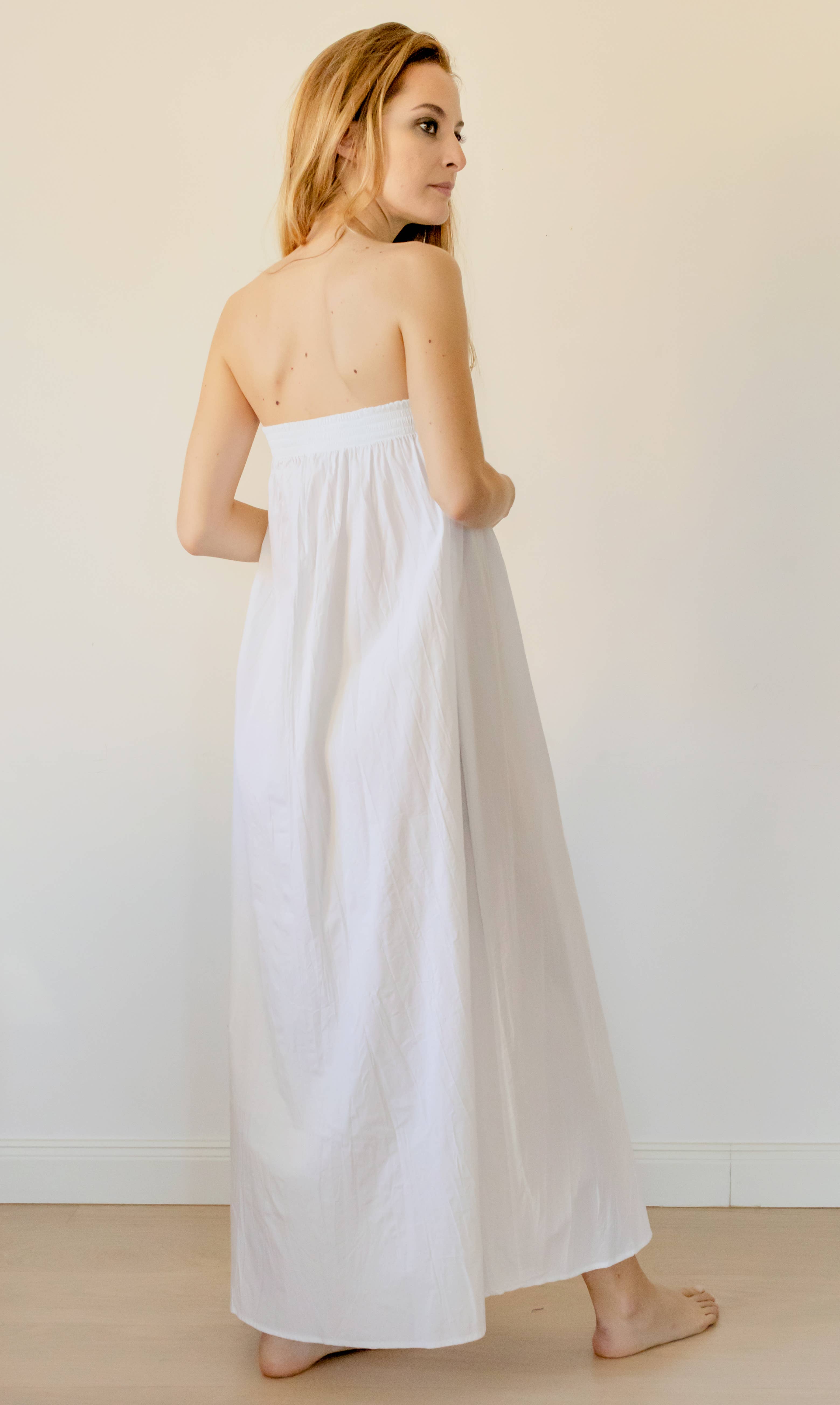 Aboutalisa - Wholesale Dress - Women's - Ruched bandeau dress in crinkled cotton3