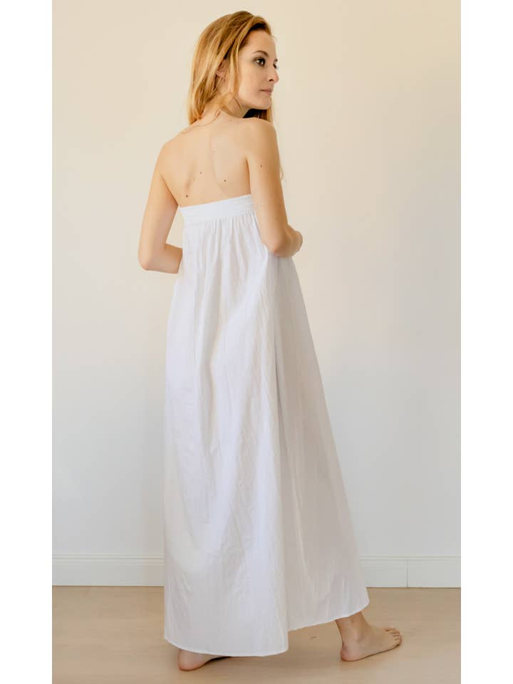 Aboutalisa - Wholesale Dress - Women's - Ruched bandeau dress in crinkled cotton3