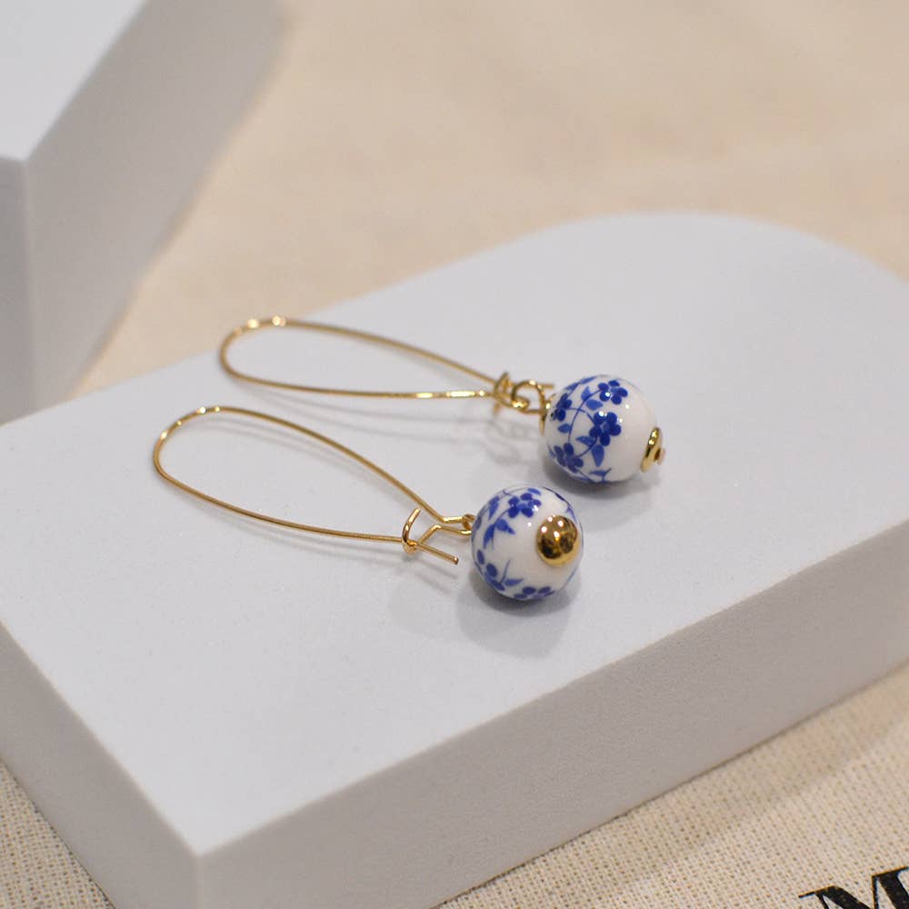 StarryNYC - Vente Boucles d'oreilles pendantes - Boucles d’oreilles en verre de Murano avec perles rondes et crochet rein5