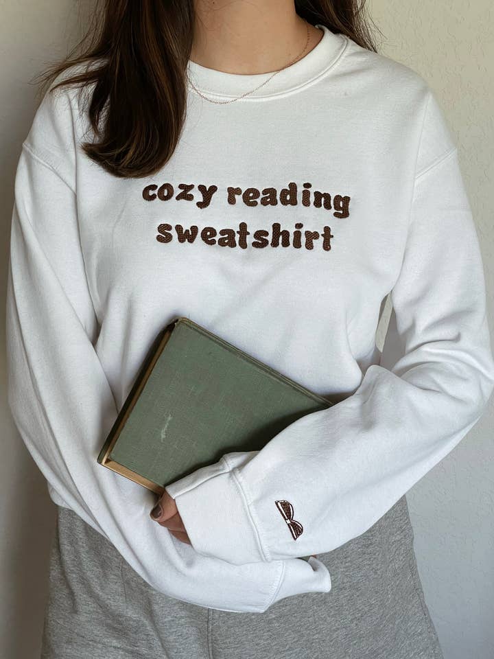 Cozy Reading Embroidered Sweatshirt for wholesale by AVintageJoy