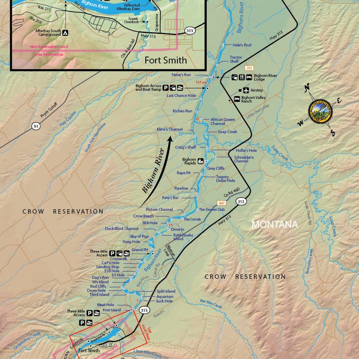 Bighorn River Montana Fly Fishing Map | Public Access Guide for wholesale by Map the Xperience