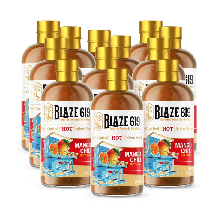 BLAZE 619 Mango Chili Hot Sauce - 8 oz - Eske med 12 for engroshandel hos Blaze 619
