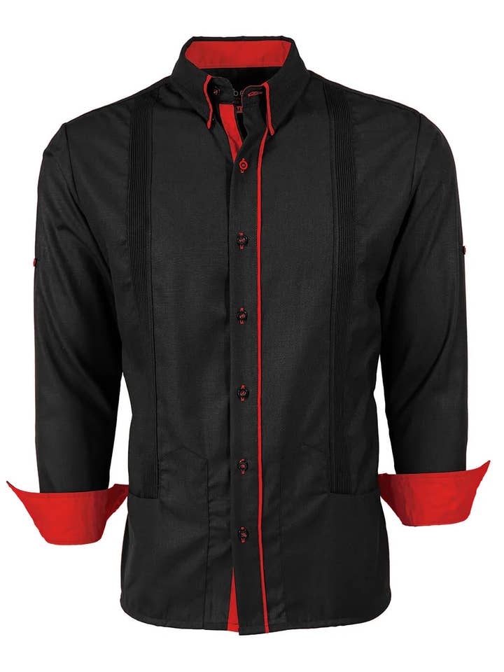 Y.A.Bera Clothing Modern Guayaberas - Wholesale Button Down Shirt - Men's - Couture Black Clásico Norteña Guayabera24