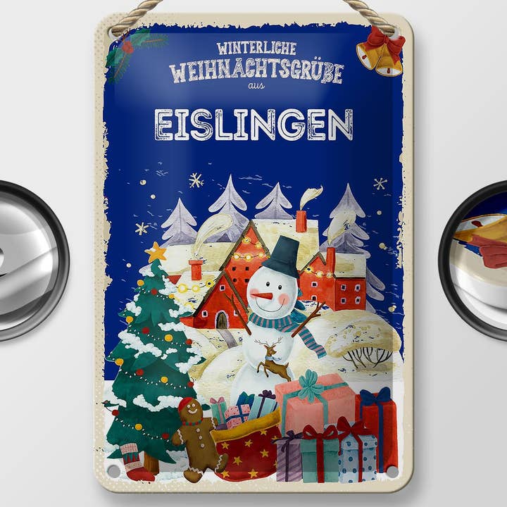 Femer - Wholesale Christmas Wall Art - Christmas greetings EISLINGEN metal sign gift decorative sign 12x18 cm1