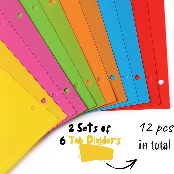 Mr. Pen - Wholesale Binder - Binder Dividers, 6 Tab Dividers, Pack of 2 Sets (12 Dividers Total), Dividers, Dividers for 3 Ring Binder, Binder Dividers with Tabs, Tab Dividers, Binder Tabs, 3 Ring Binder Dividers1