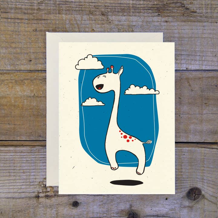 Jumping Giraffe Card for wholesale by Troy Cloth & Paper