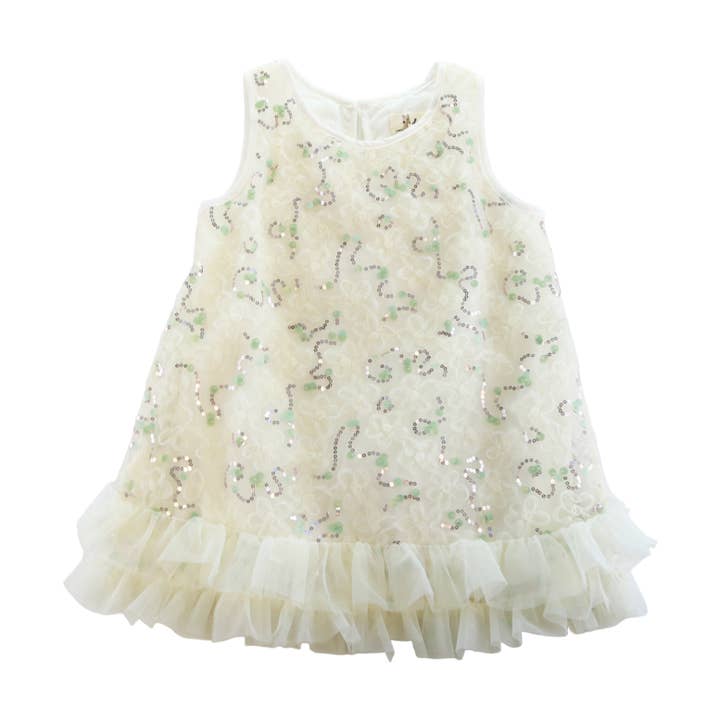 S50 13104 CREAM Sequin Embellished Mesh Dress for wholesale by Doe a Dear