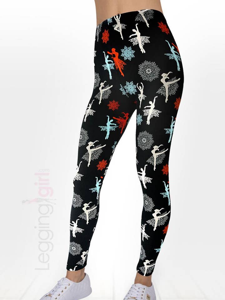Legging de mode noir Snowflake Fairy pour femmes pour la vente par LeggingGirl.com