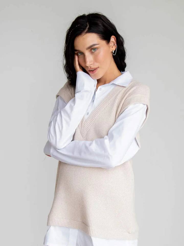 Soft Sleeveless Knitted Sweater with 2-in-1 Shirt for Pregnant Women 4367142 for wholesale by Maternity Clothing