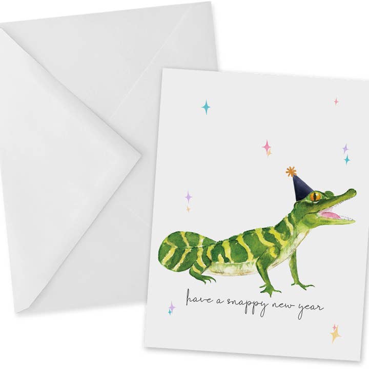Tarjeta de felicitación Snappy New Year, Party Gator para venta al por mayor de mad paperie