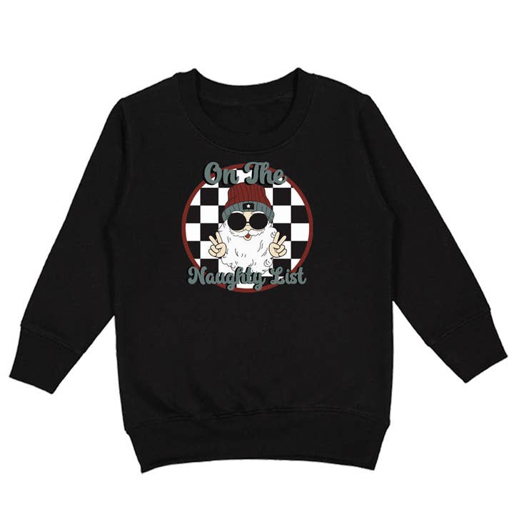 Naughty List Crew Sweatshirt, sort (småbørn, unge, voksne) for engroshandel hos Micro Me