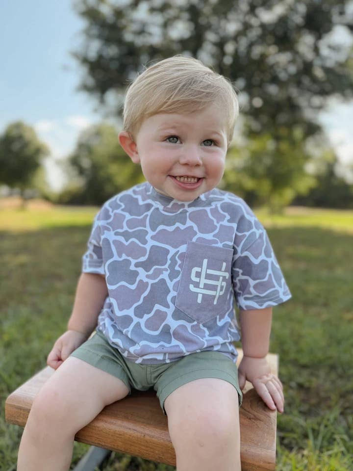 Grey Camo Pocket Short Sleeve for wholesale by Southern Hyde Co.