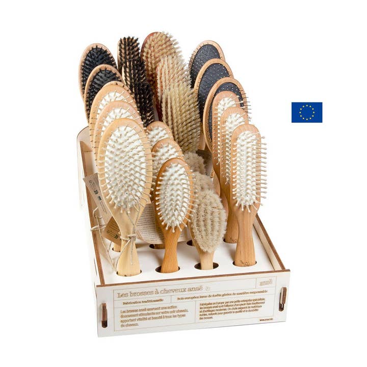 Display med 24 hårbørster - Anaé for engroshandel hos Ecodis - Grand Beau