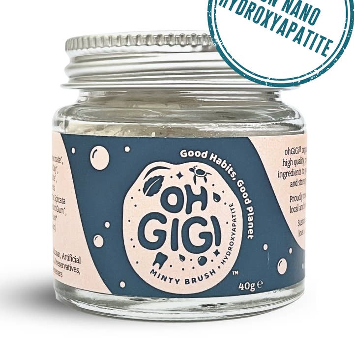 Økologisk tandpulver 'Minty Brush' + Hydroxyapatit for engroshandel hos OHGIGI®️