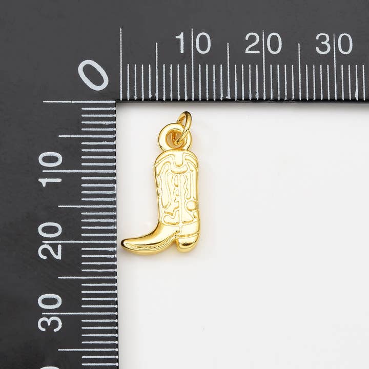 Beads Creation - Wholesale Beads - Gold Filled Cowboy Boots Shoes Charm Pendant, CP20591