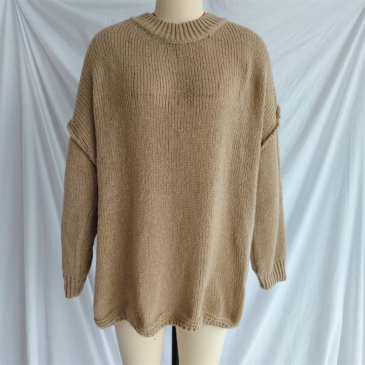 HIDDENBRAND - Wholesale Knit Sweater - Women's - Relaxed Half-Neck Plain Knitted Jumper1