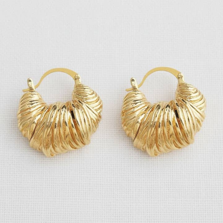 Gold Plated Croissant Stud Earrings for wholesale by Ellemadera