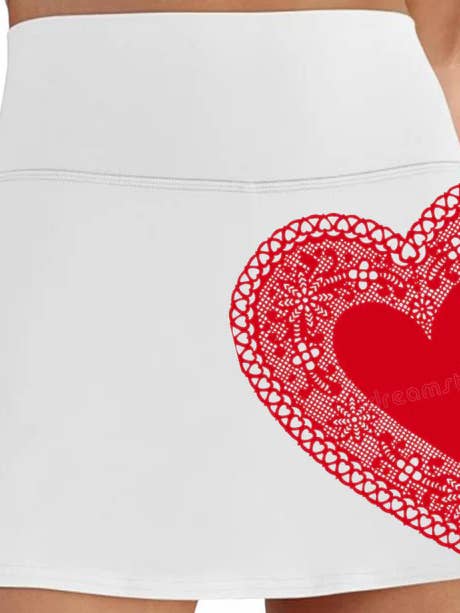 Jupe de tennis - Jupe de tennis Love & Lace - Blanc/Rouge pour la vente par Runway Athletics