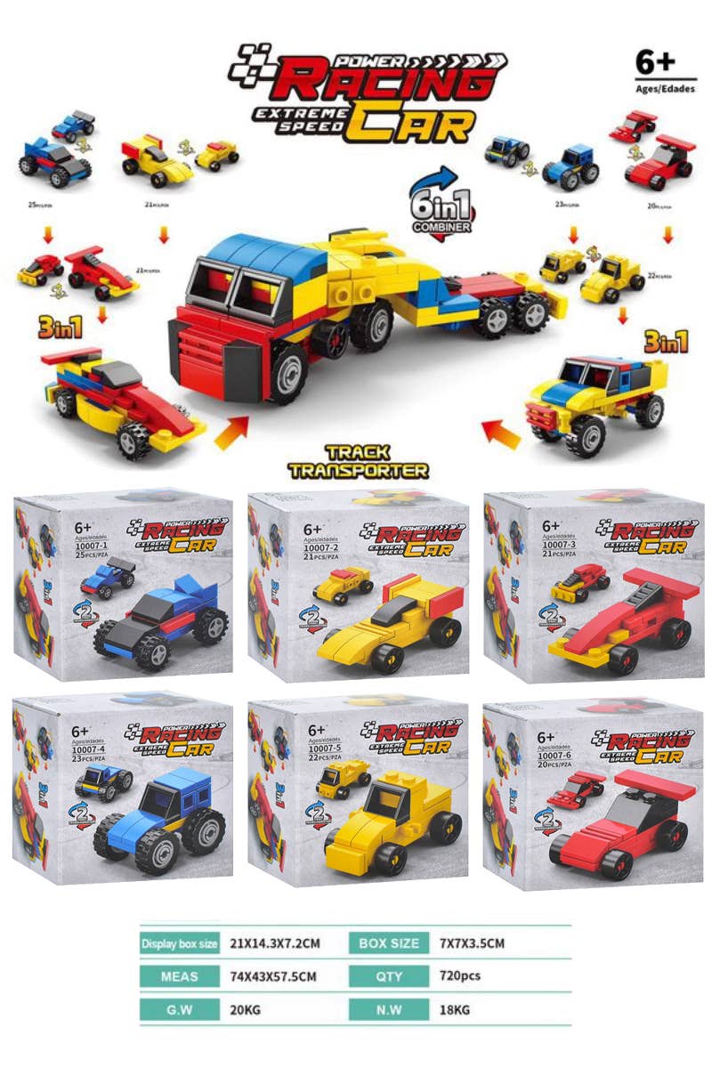 Cap Zone - Wholesale Building Set - Kids - 6-in-1 Racing Car DIY Building Block Craft Kit1