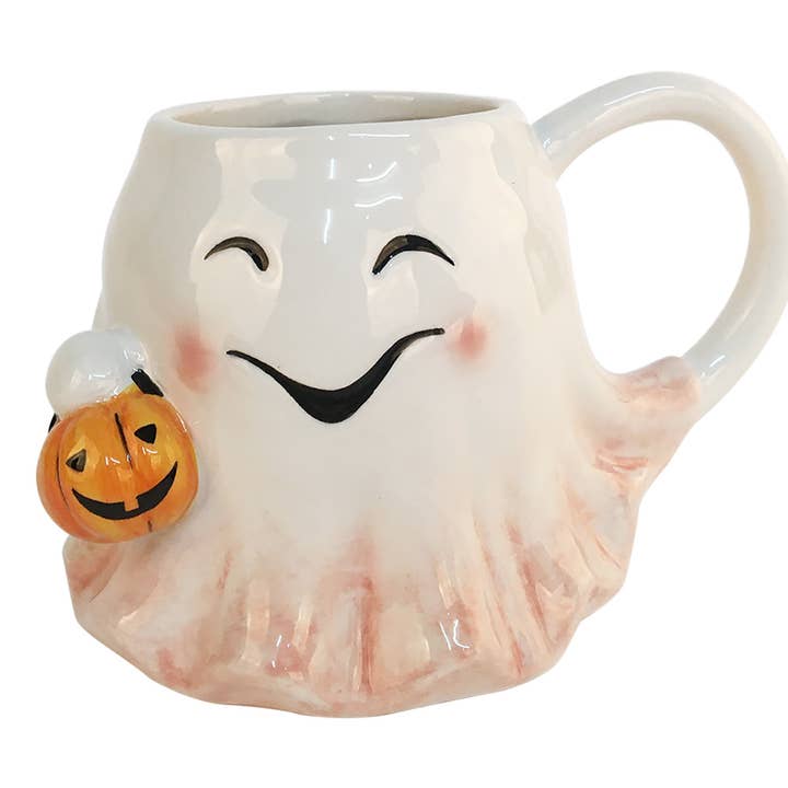 PINK GHOST MUG for wholesale by Blue Sky Clayworks