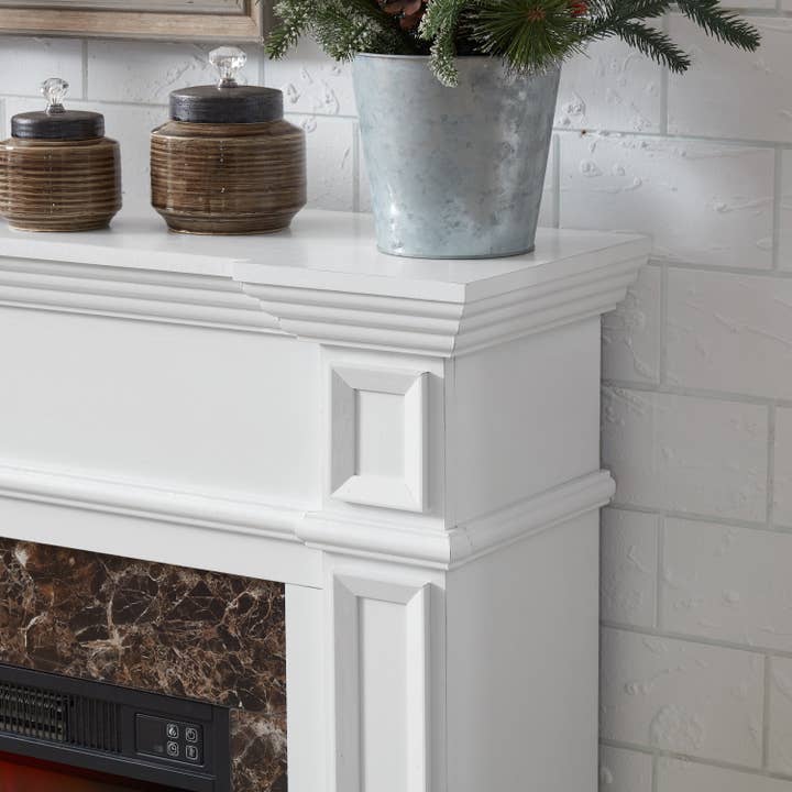 39F Inc. - Wholesale Fireplace Mantel - Only Mantel (NOT INCLUDED 23' FIREPLACE)--White, 45.6'W*11.8'D*40'H9