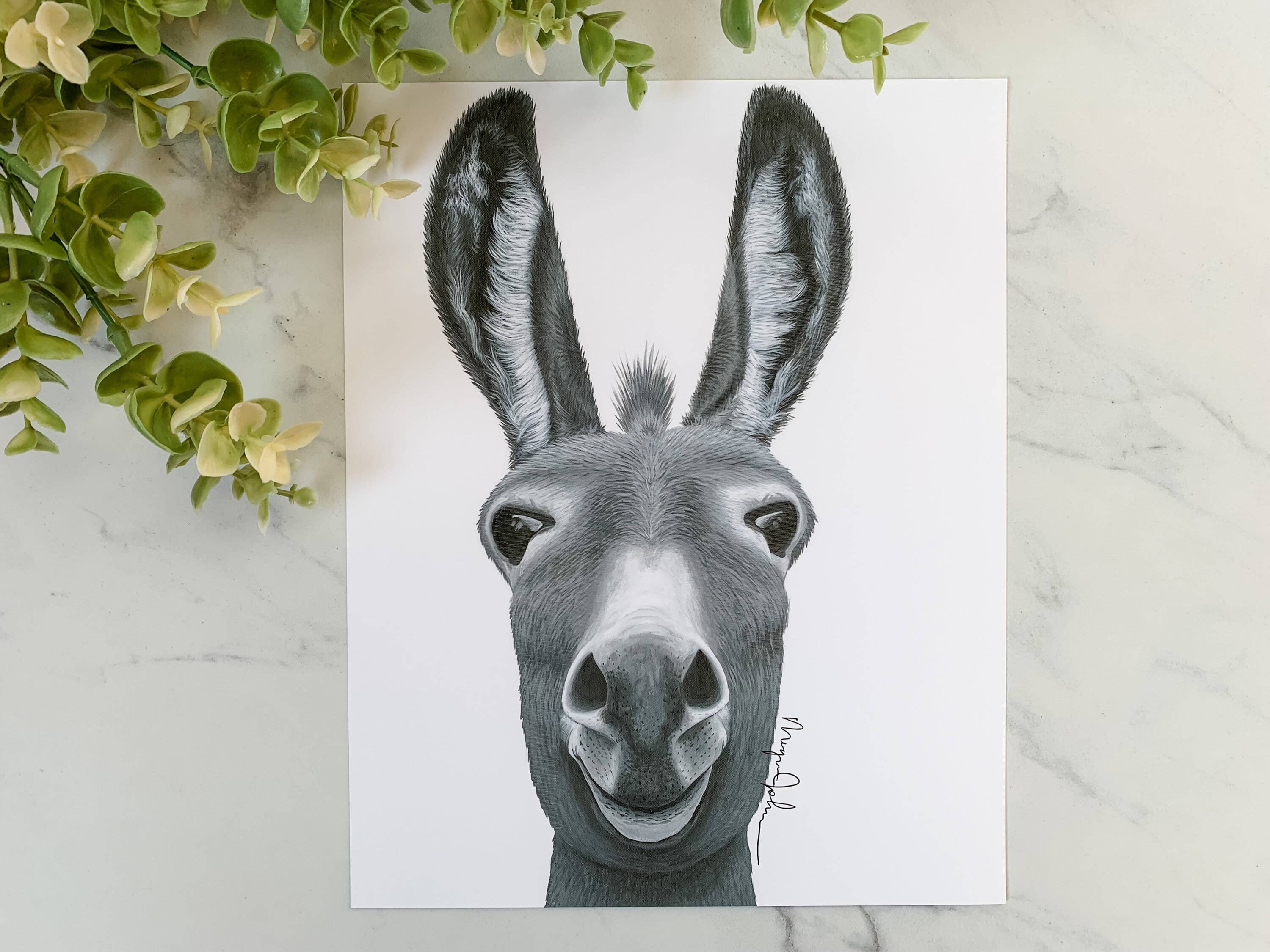 Reflections by Megan - Venta al por mayor Ilustración - Pintura acrílica de burro, arte moderno de granja6