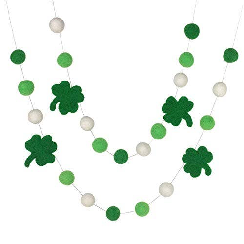 St Patrick's Day Shamrock Felt Garland for wholesale by Matthew + Mae