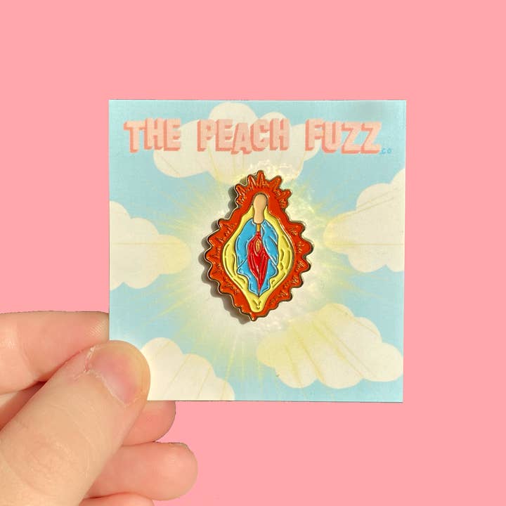 The Peach Fuzz - Wholesale Lapel Pin/Button - Vulva Mary Enamel Pin