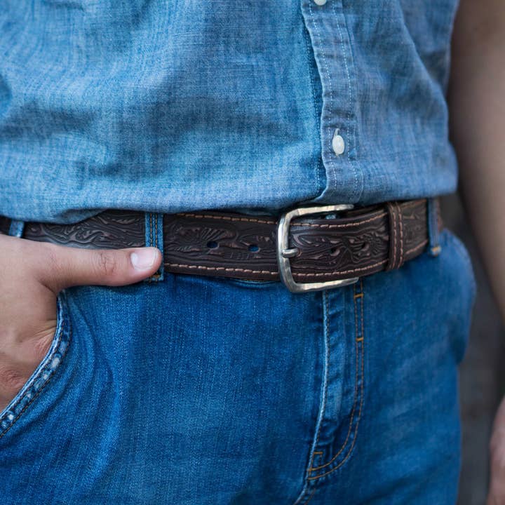 NAB LEATHER - Wholesale Belt - Unisex - Brown Artistic 100% Full Grain Leather Belt7