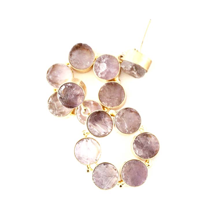 Stora creolörhängen med ametist, handgjorda för wholesale av Ele Velandia