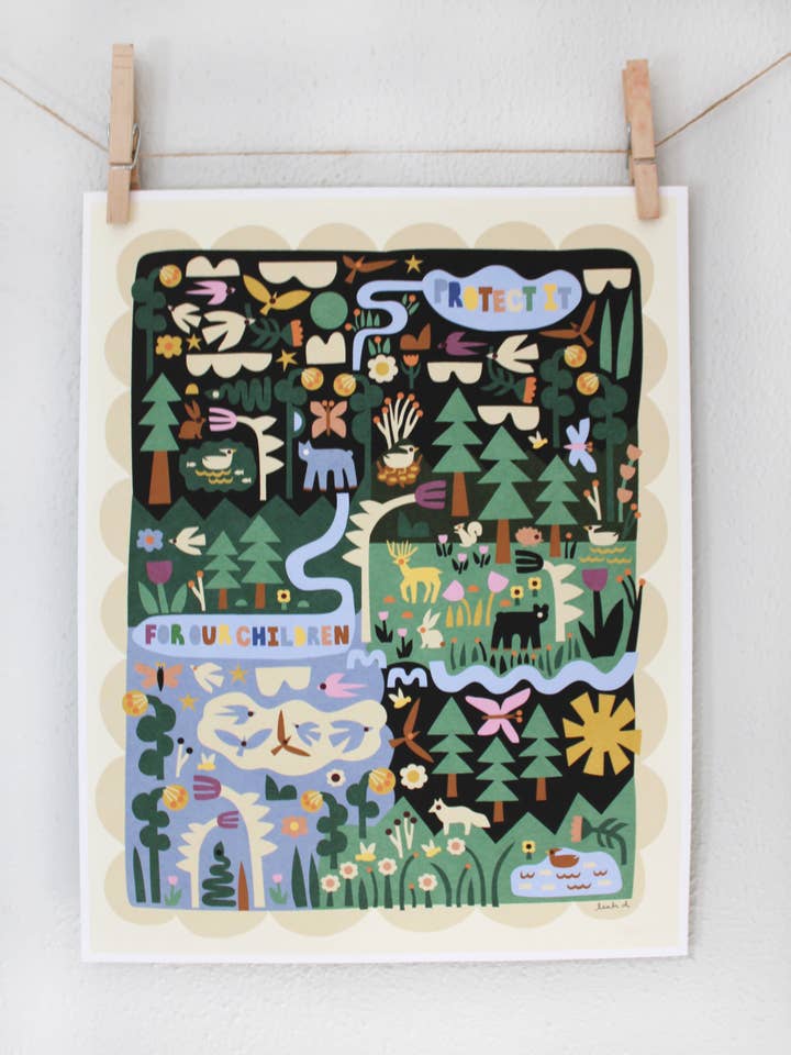 Protect Our Forests Print for wholesale by Leah Duncan