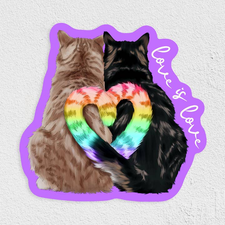 Cat Love Is Love Waterproof Sticker for wholesale by Cat Loaf Studio
