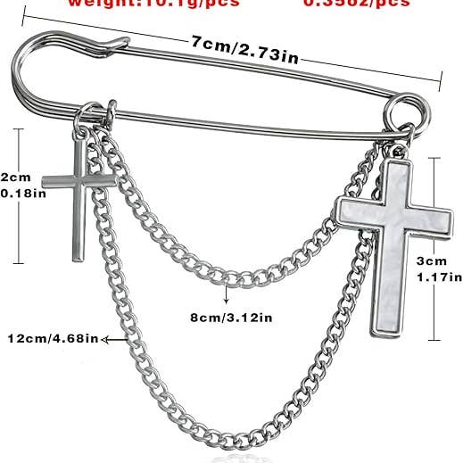 Gemscape UK - Wholesale Brooch - Eternal Faith: Silver Cross Hanging Chain Brooch Women Style6