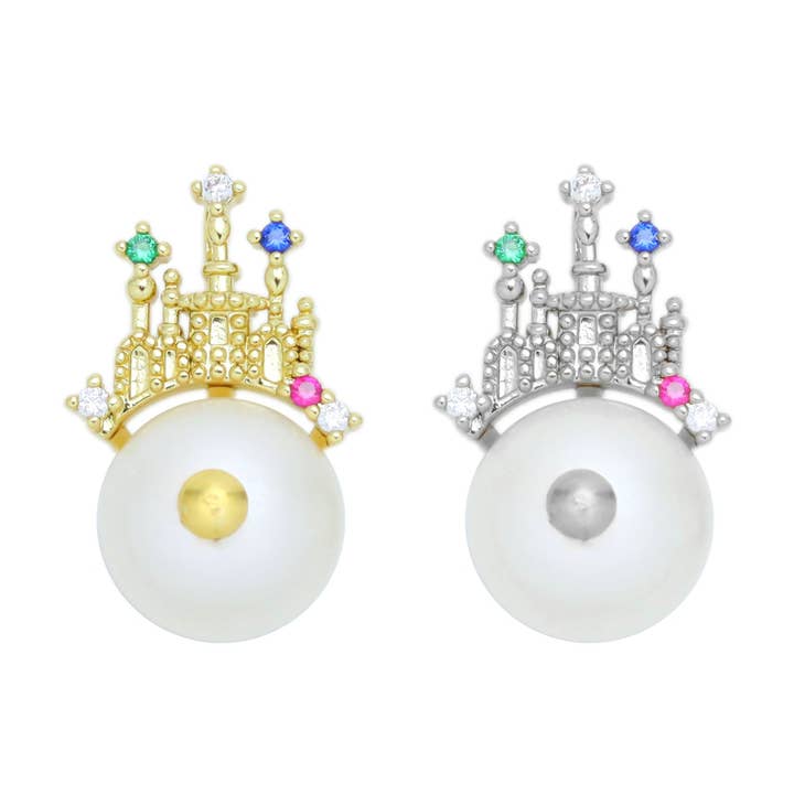 Ciondolo colorato in perla d'acqua dolce CZ Castle, Sku #Y964 per la vendita all'ingrosso da parte di BestBeads&Beyond