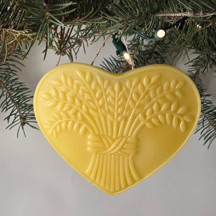 Farm and Hive - Wholesale Ornament - Winter Wheat Heart | Beeswax Ornament2