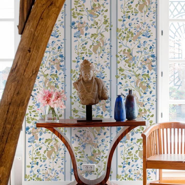 Green and blue NUTCRACKER wallpaper for wholesale by Little Cabari