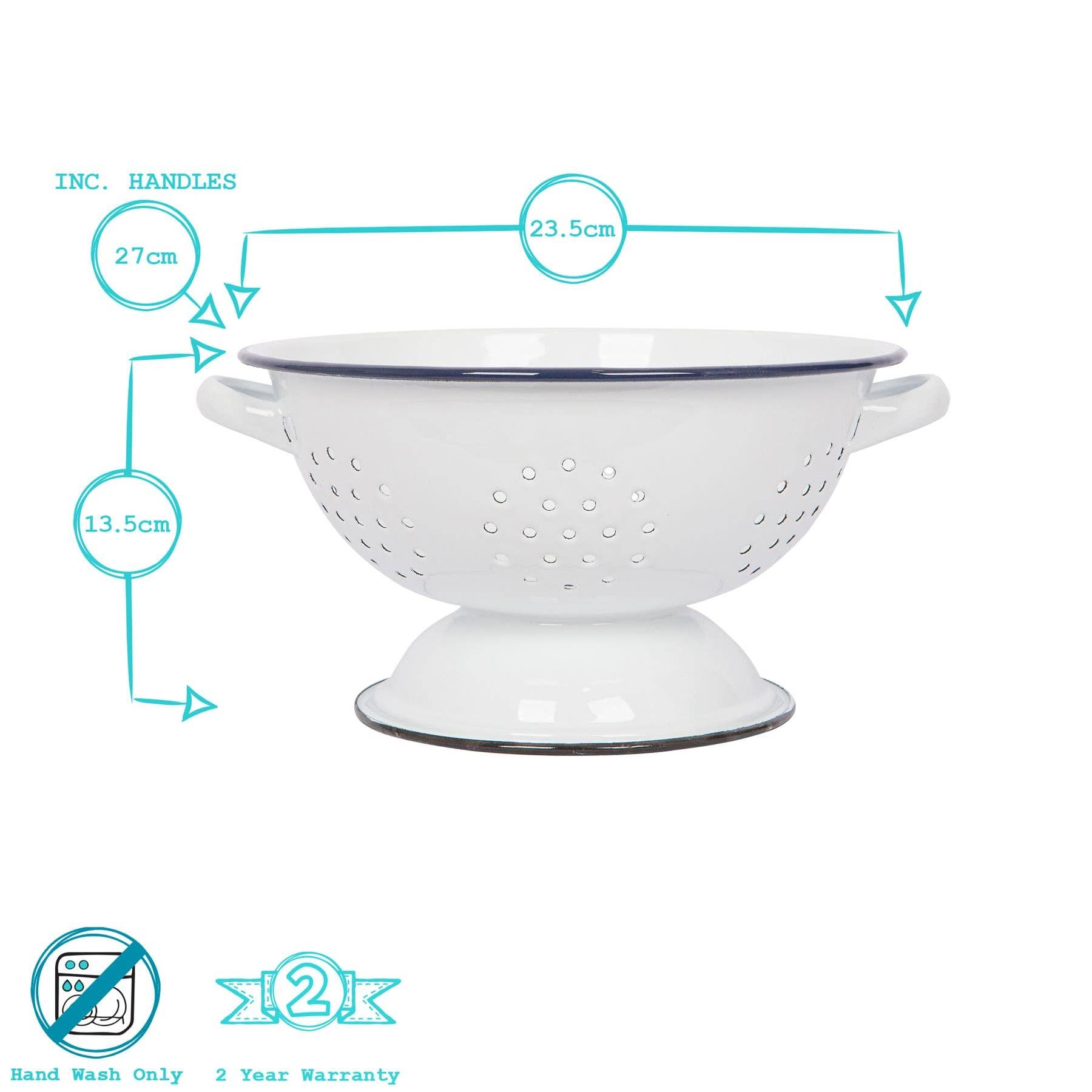 Rinkit Ltd - Wholesale Colander - 23.5cm White Enamel Colander - By Argon Tableware10
