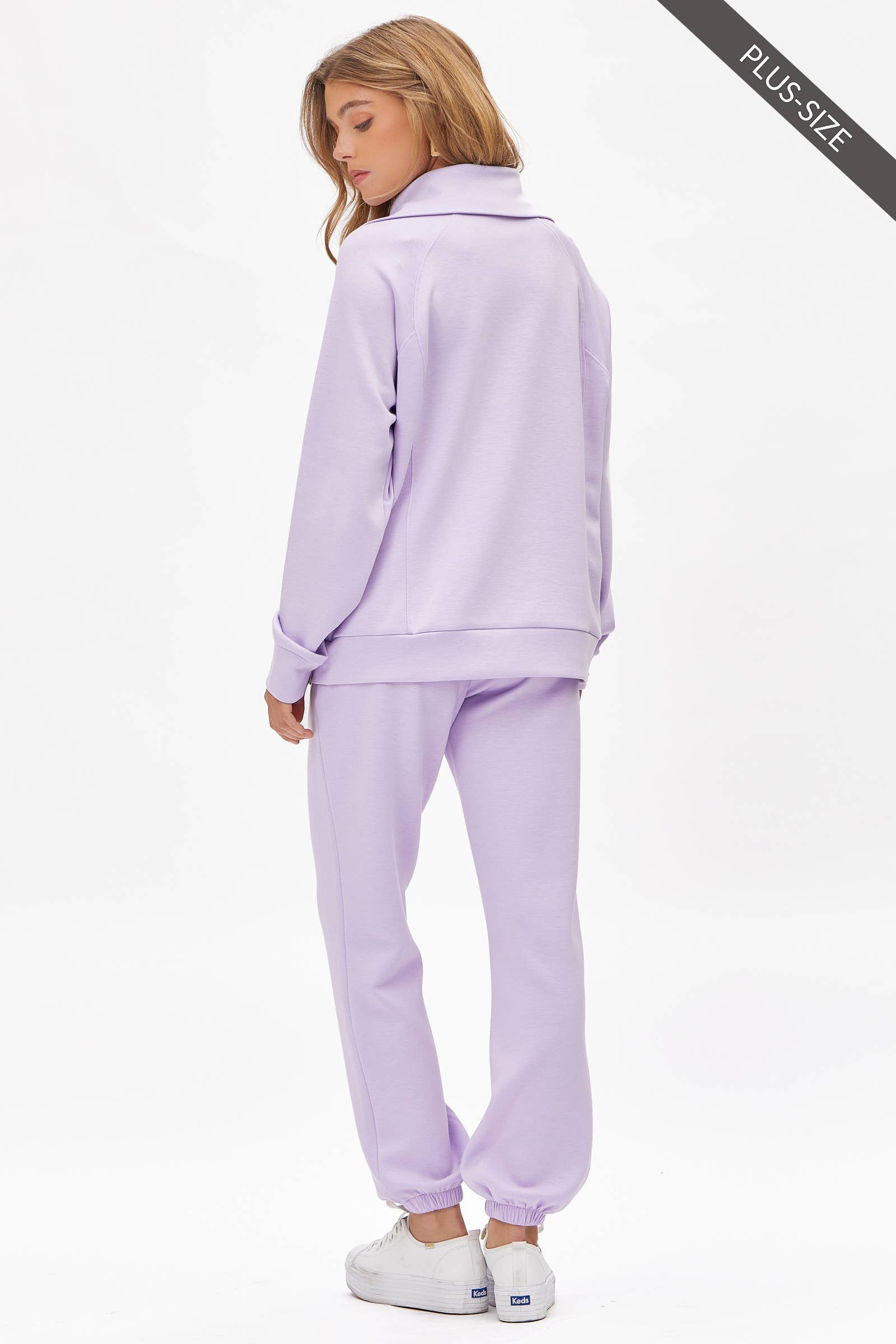 Dear Scarlett - Wholesale Lounge Set - Women's - PLUS SIZE Quarter Zip Pullover + Jogger Modal Travel Set20