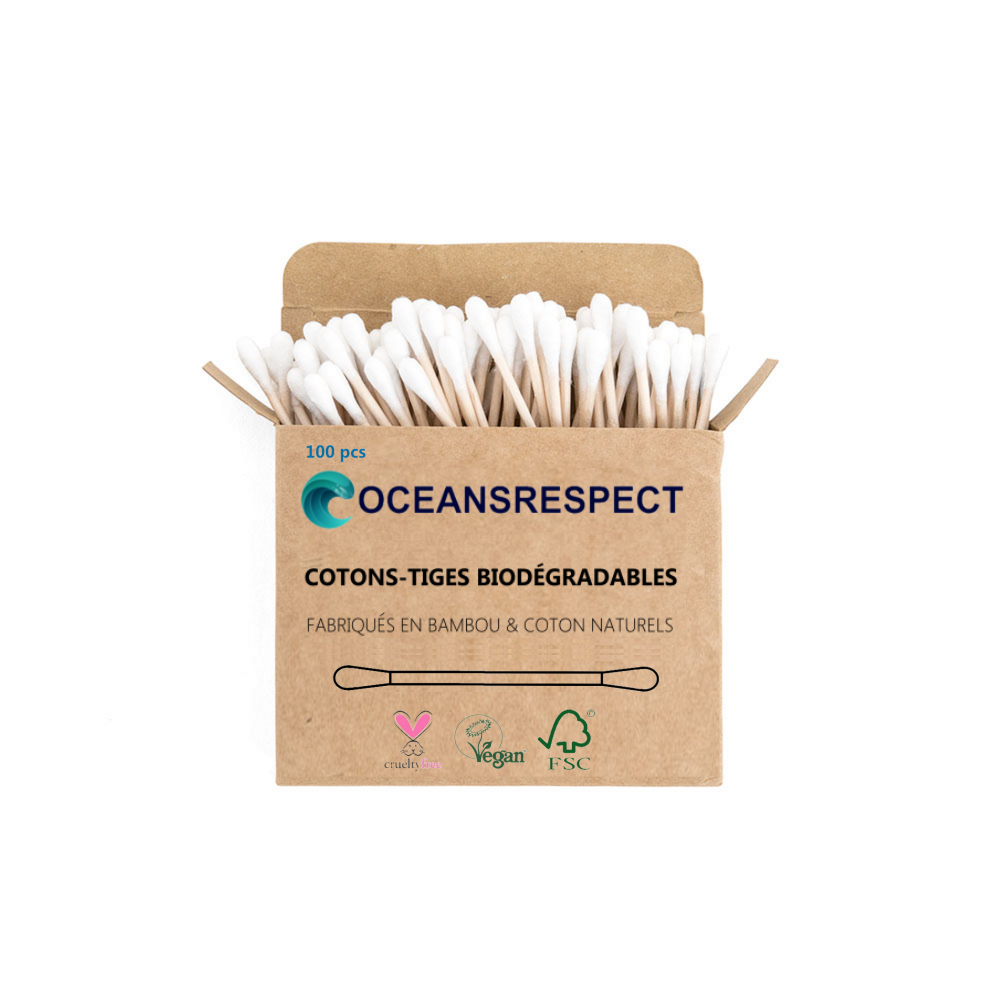Oceansrespect 🌊🌍🌱 - Venta al por mayor Bastoncillos de algodón - Hisopos de algodón y bambú blanco - 100 unidades4