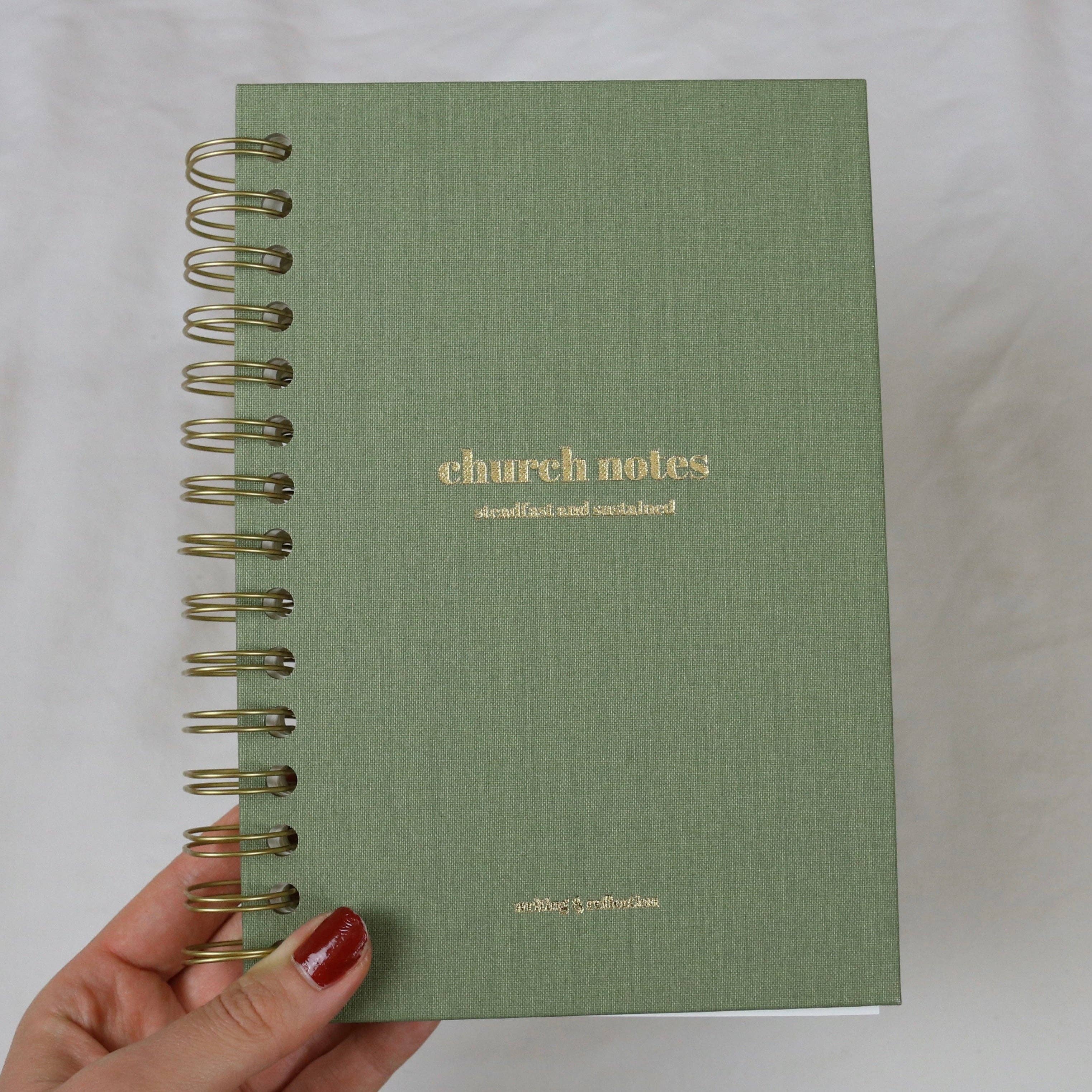 Steadfast and Sustained - Wholesale Journal/Diary - Church Notes Journal - Spiral Linen, Sage7