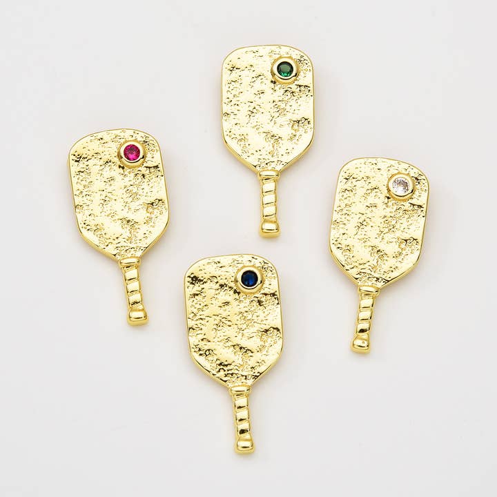 Gold Filled Pickleball Paddle Charm CZ Micro Pave, CP2060 for wholesale by Beads Creation