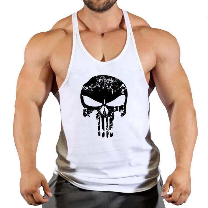 Fitness vest men's loose sleeveless T-shirt sports clothes camisole sports training top for wholesale by American Smart
